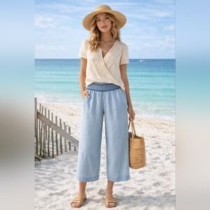 Westbound Petite Large 100% Lyocell Smock Waist Bohemian Pants
